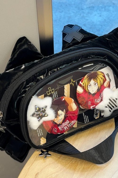 Y2K Cat Ita Bag with Clear Window for Plushies and Pins