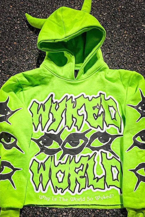 Y2K Chic Street Print Devil Horn Hoodie