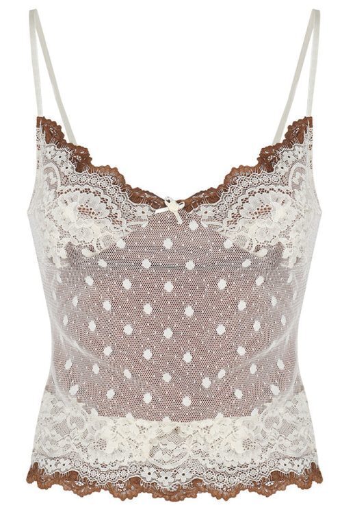 Y2K Polka Dot Lace Cami Top