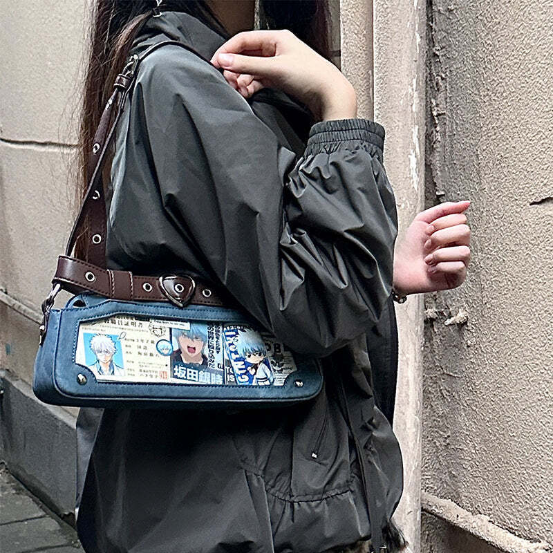 Y2K Vintage Ita Bag with Clear Window for Plushies and Pins