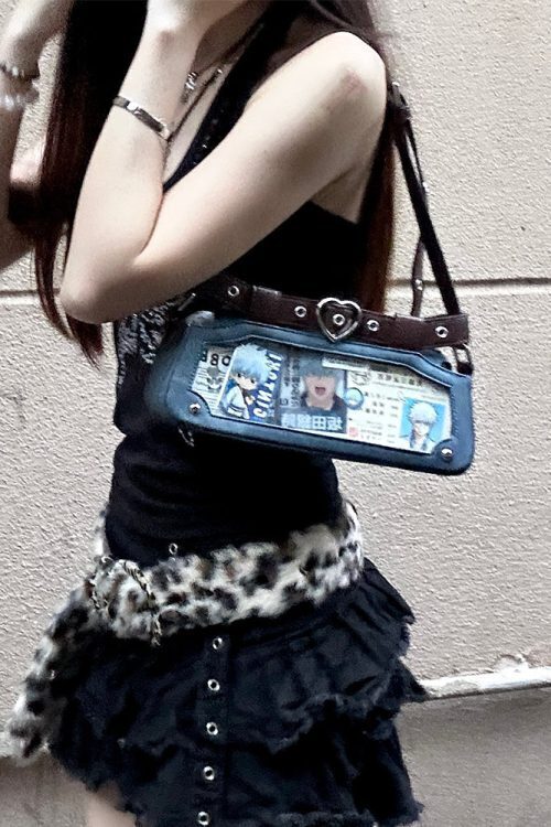 Y2K Vintage Ita Bag with Clear Window for Plushies and Pins