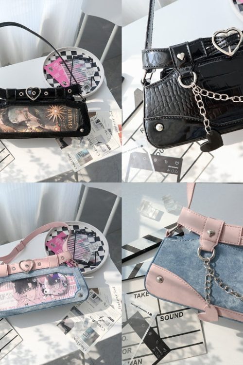 Y2K Vintage Ita Bag with Clear Window for Plushies and Pins