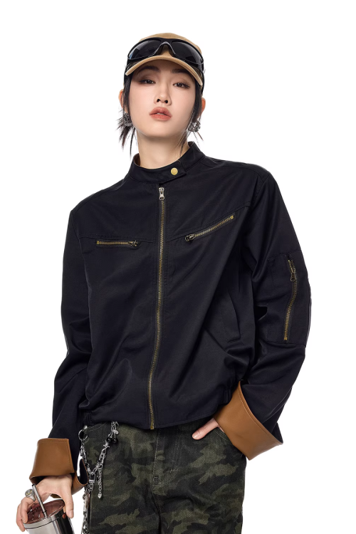 Zip Design Short Jacket