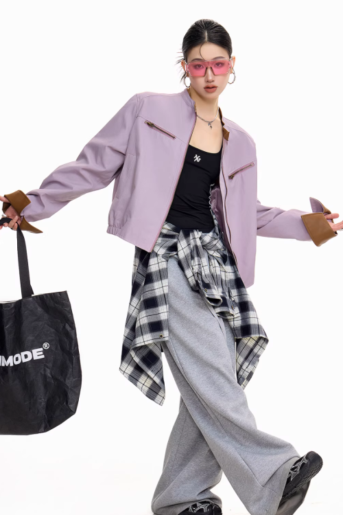 Zip Design Short Jacket