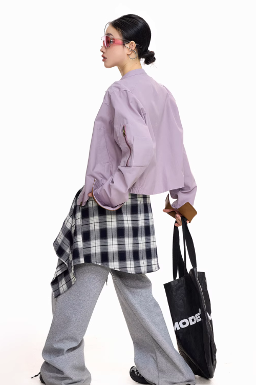 Zip Design Short Jacket
