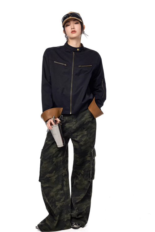Zip Design Short Jacket