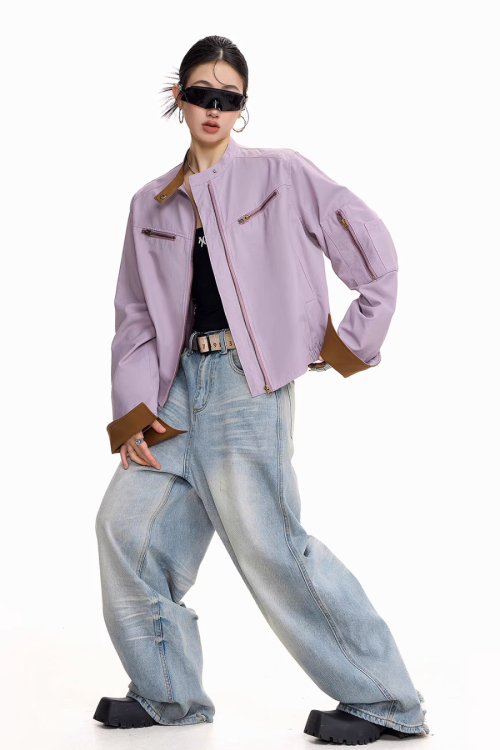 Zip Design Short Jacket