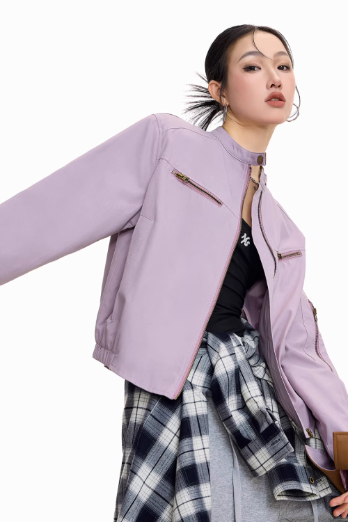 Zip Design Short Jacket