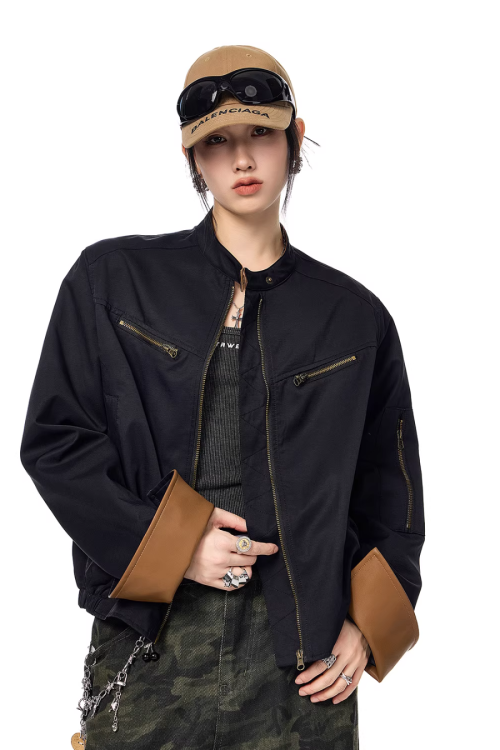 Zip Design Short Jacket