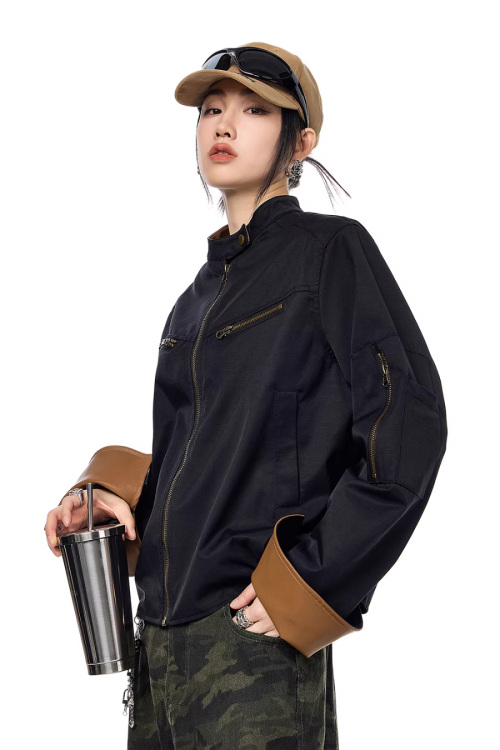 Zip Design Short Jacket