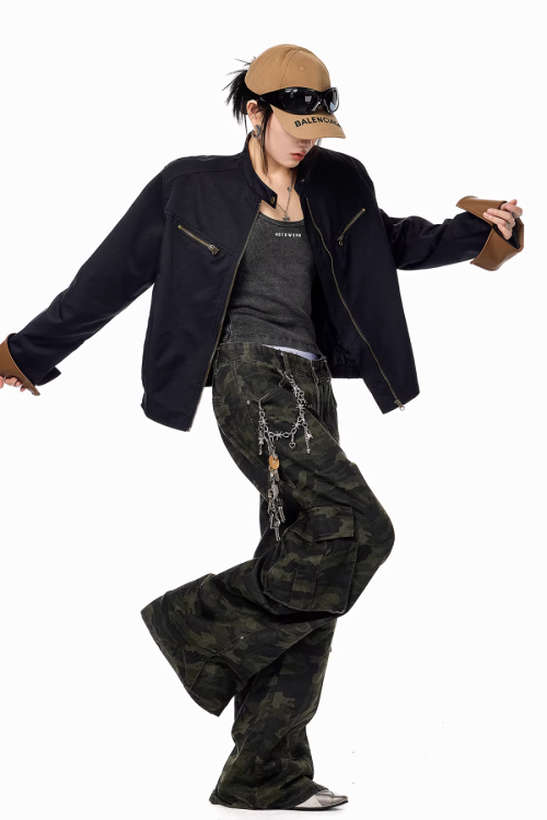 Zip Design Short Jacket