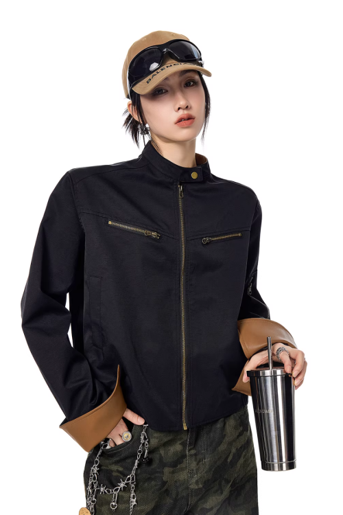 Zip Design Short Jacket