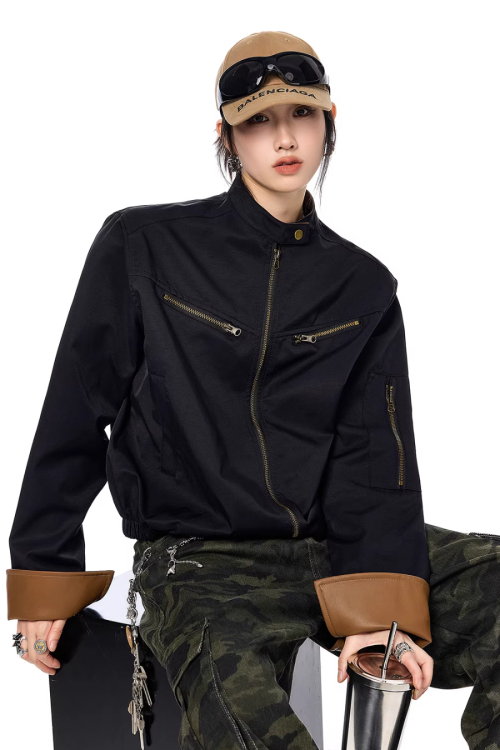 Zip Design Short Jacket