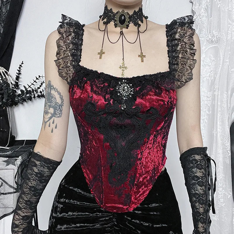 Goth Lace Trim Corset Top Goth Lace Trim Corset Top