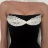 Lace Patch Slim Tube Tank Top