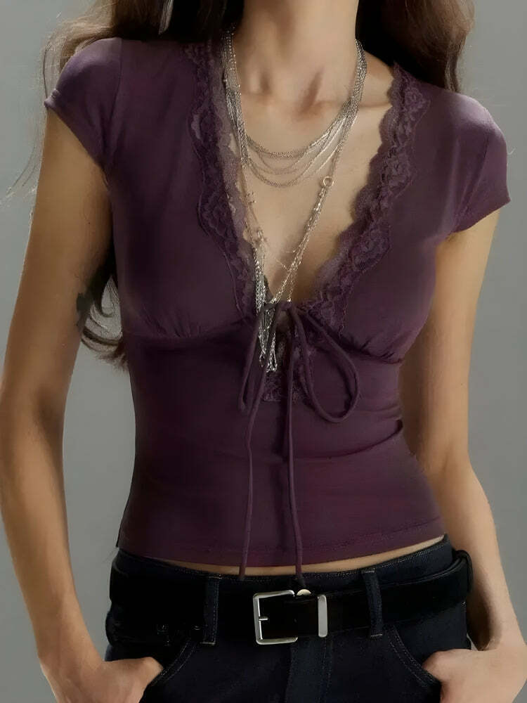 Lace Tie Front Top Outfit Ideas