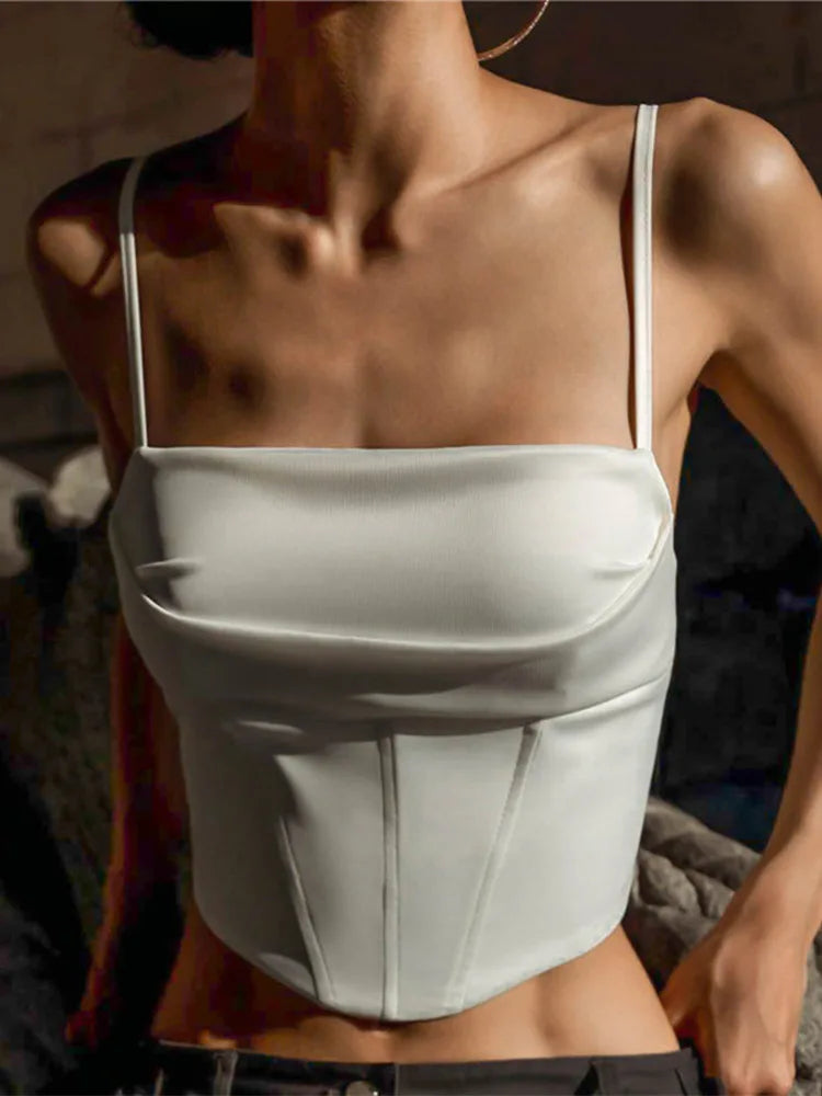 Satin Lace Up Corset Top