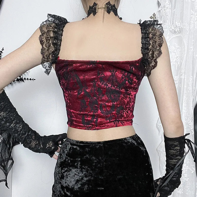 Goth Lace Trim Corset Top Goth Lace Trim Corset Top