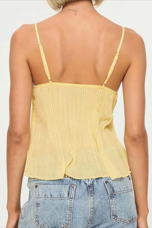 Lace Ruched Sheer Cami Top