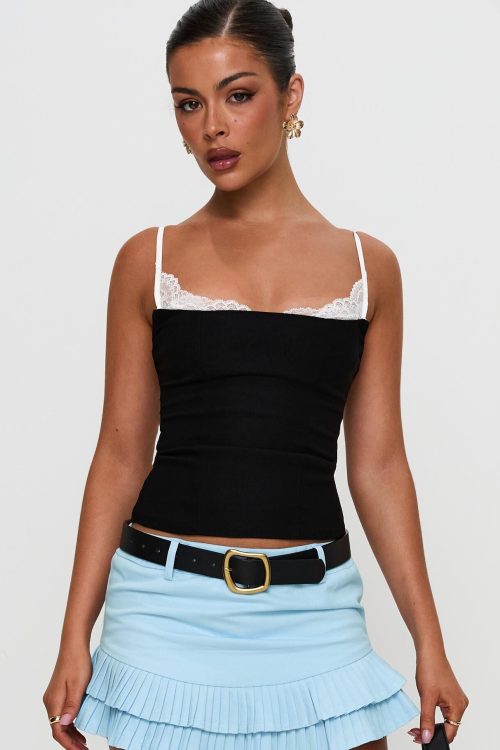 Renaissance Corset Lace Top Black / White