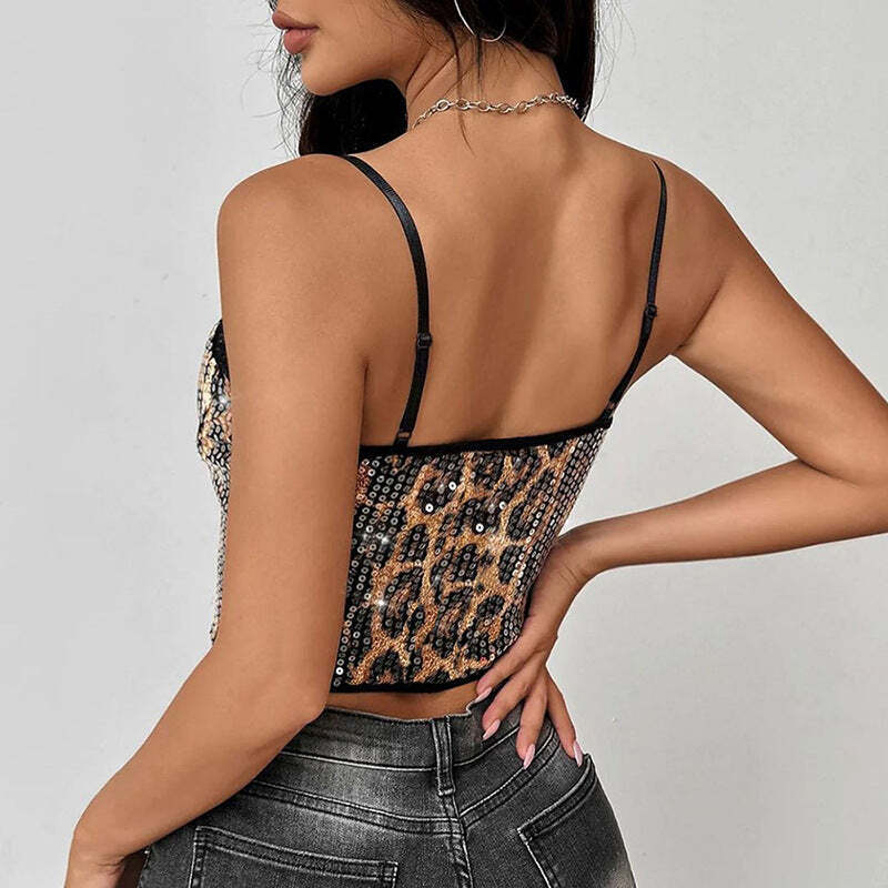 Chic Sexy Lace Sequin Leopard Cami Top Chic Sexy Lace Sequin Leopard Cami Top