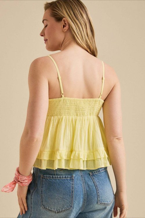 Lace V Neck Mesh Loose Cami Top