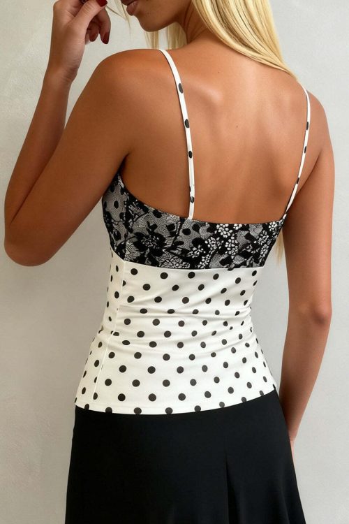 Satin Polka Dot Lace Cami Top