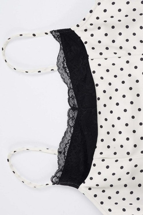 Sexy Lace Polka Dot Patchwork Slim Cami Top
