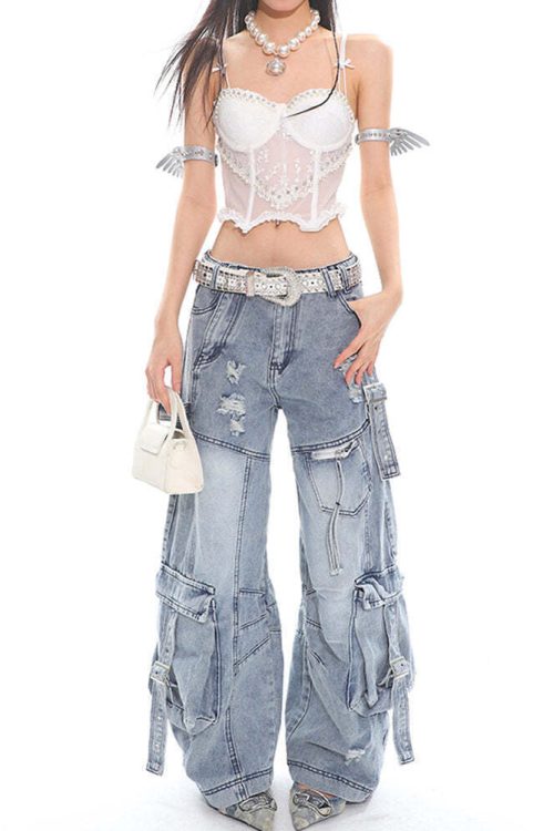 Angelcore Sheer Lace Corset Top