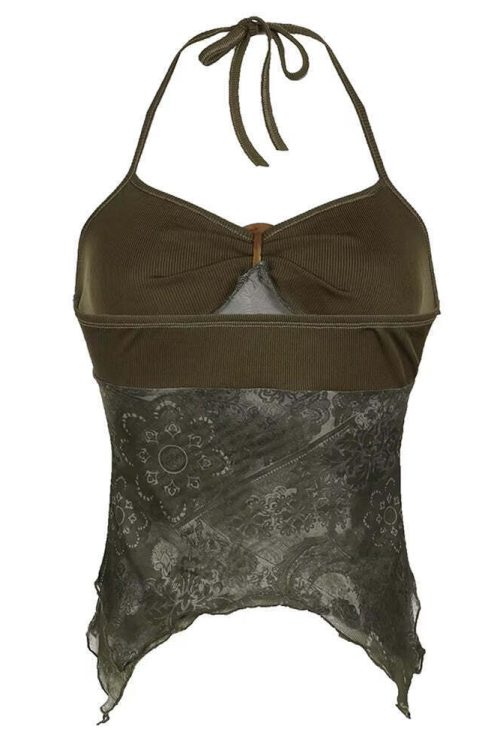 Indie Aesthetic Lace Halter Top
