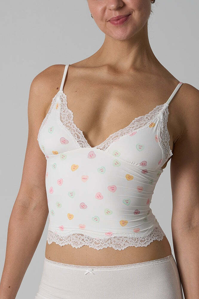 Lace Trim Floral V Neck Sexy Cami Top Lace Trim Floral V Neck Sexy Cami Top
