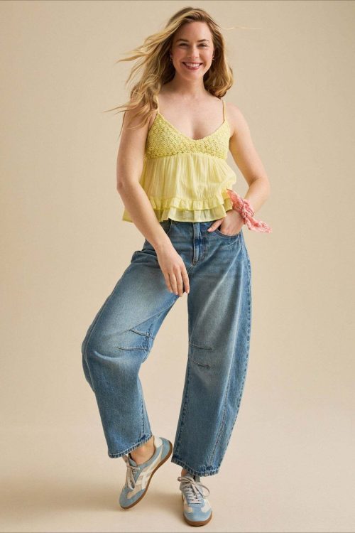 Lace V Neck Mesh Loose Cami Top