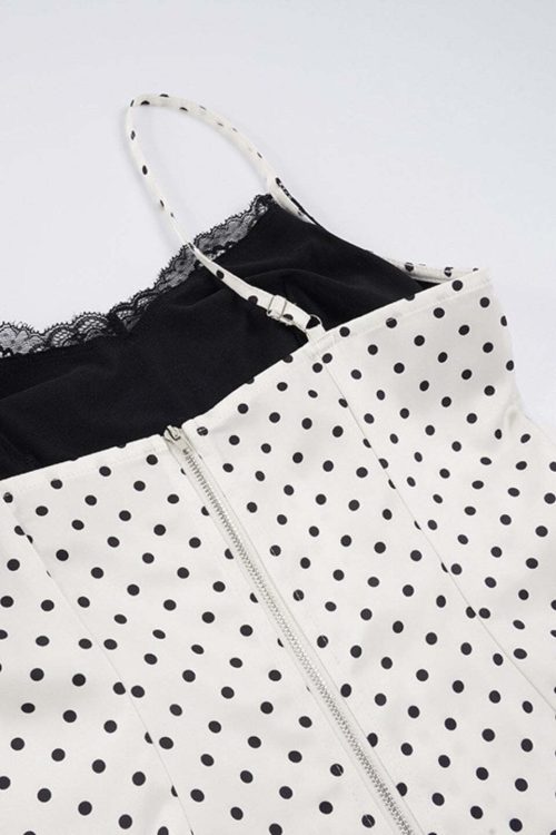 Sexy Lace Polka Dot Patchwork Slim Cami Top