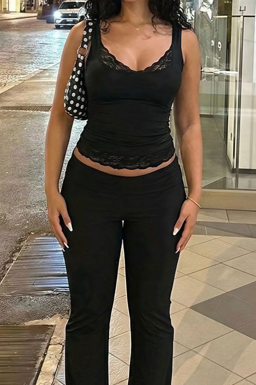 Chic Sexy Solid Lace Trim Cami Top