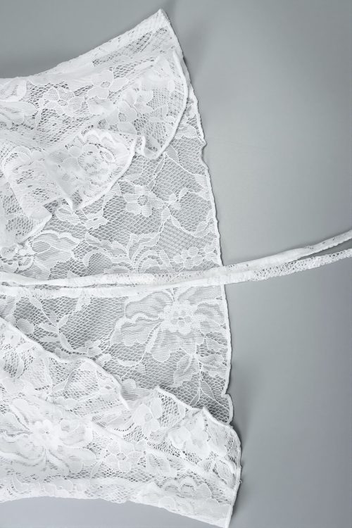 Sexy Long Sleeve Tie Front Lace Blouse