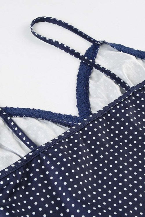 Sexy Polka Dot Color Block Lace Cami Top