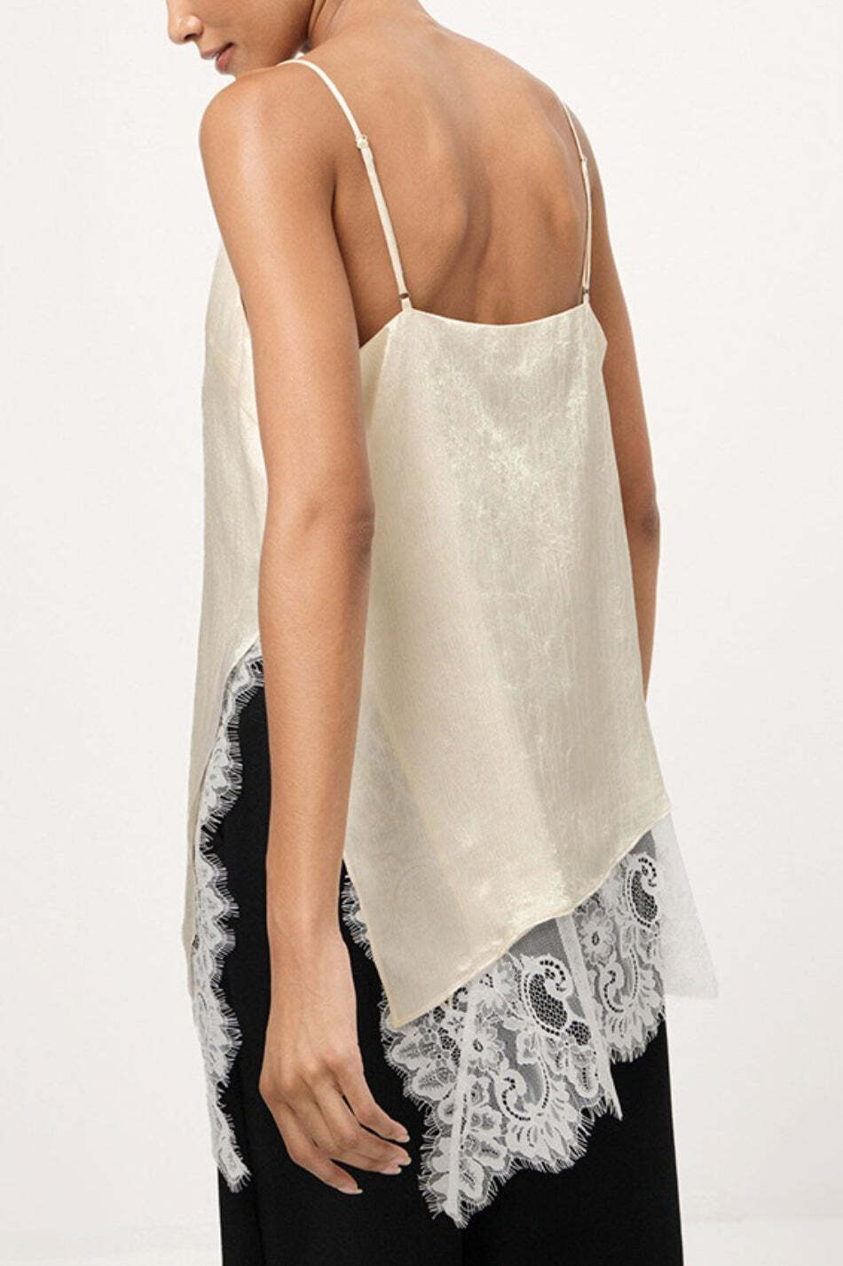 V Neck Lace Trim Patchwork Cami Top V Neck Lace Trim Patchwork Cami Top