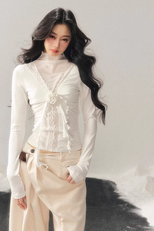 Rose Frill Lace Top