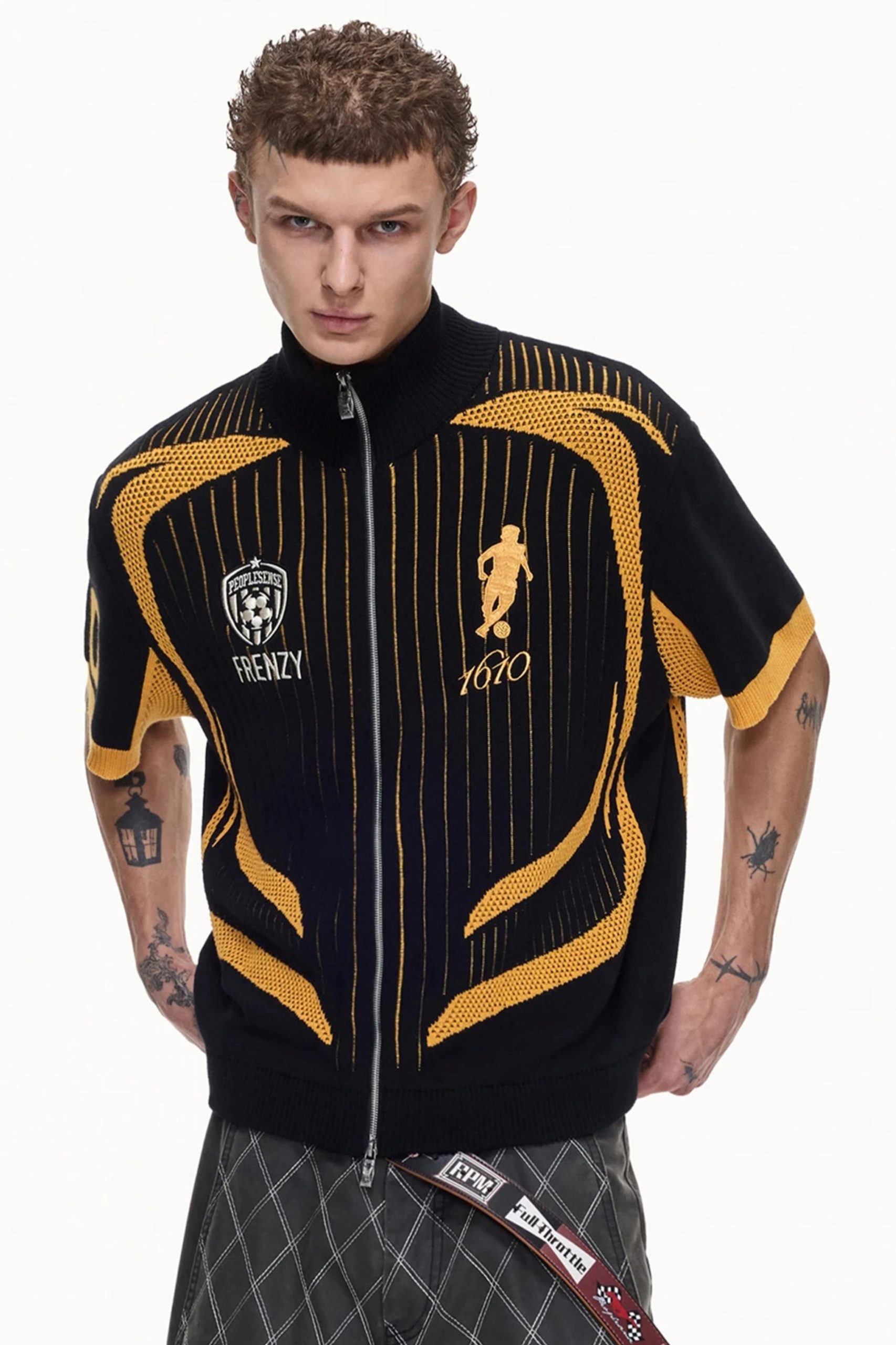 men-s-yellow-black-mesh-knit-polo-shirt-1 men-s-yellow-black-mesh-knit-polo-shirt-1