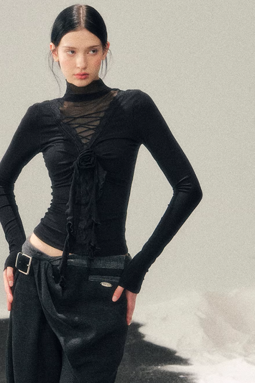 Rose Frill Lace Top