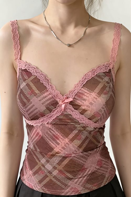 elegant-pink-plaid-lace-cami-top-3