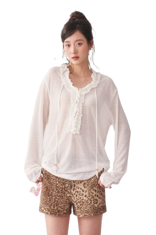 ruffle-drawstring-sheer-knit-sun-protective-long-sleeve-top-1