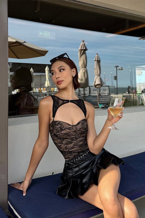 Black One Shoulder Going Out Top