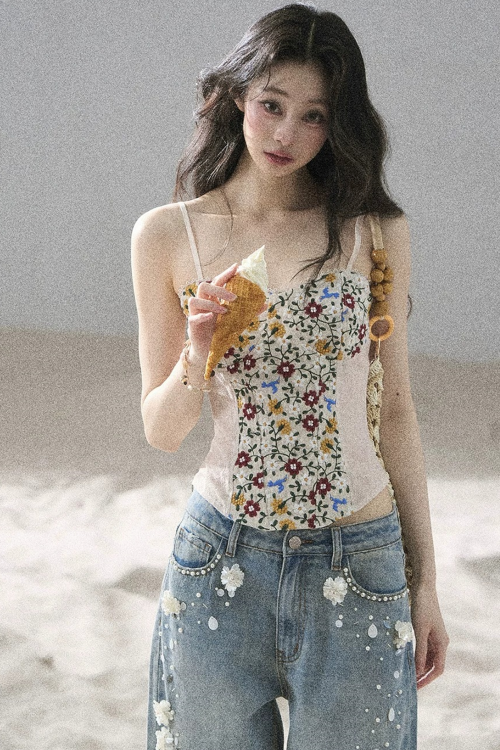 French Floral Lace Camisole Top