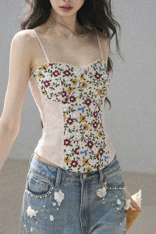 French Floral Lace Camisole Top