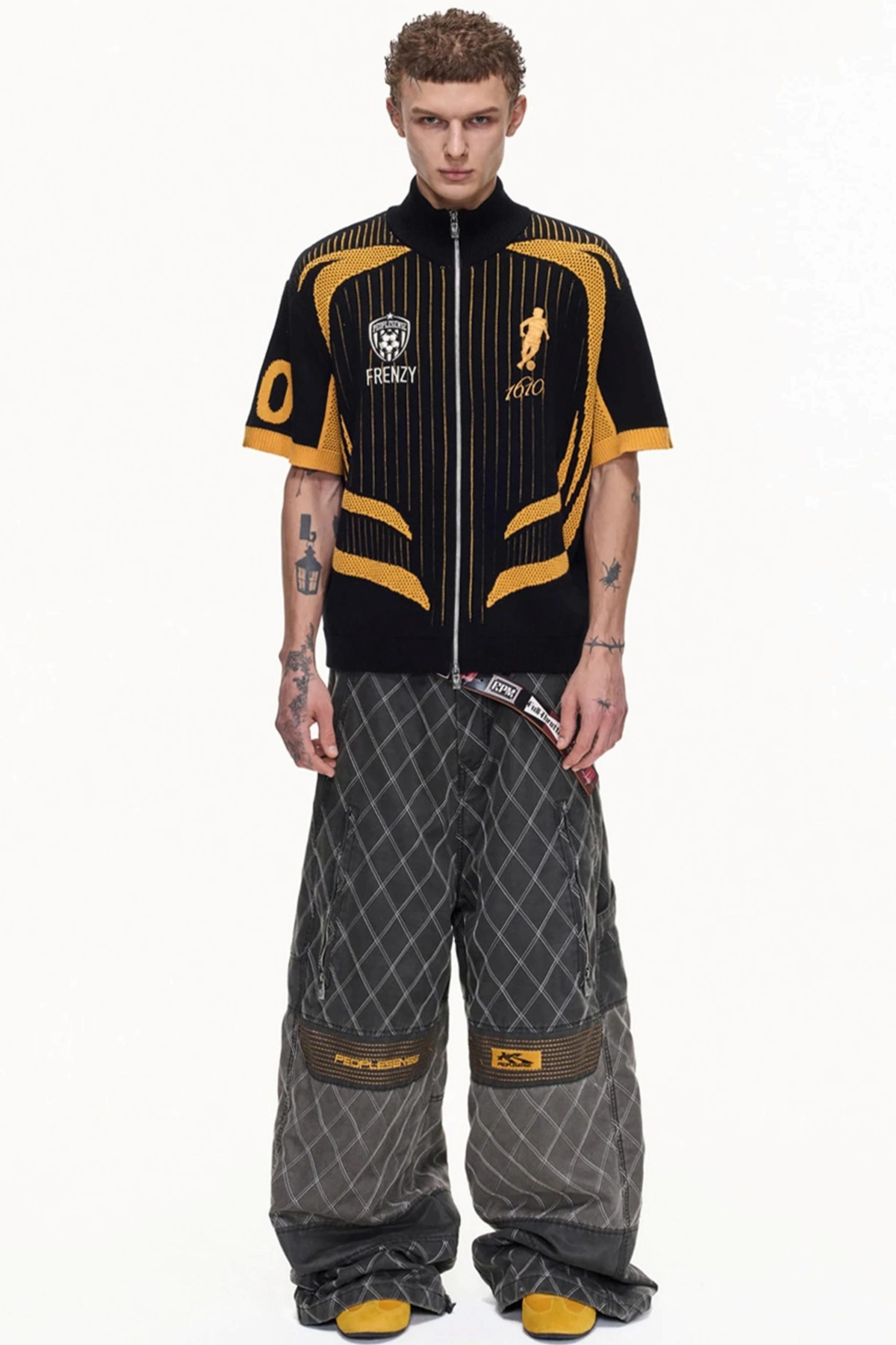 men-s-yellow-black-mesh-knit-polo-shirt-6 men-s-yellow-black-mesh-knit-polo-shirt-6