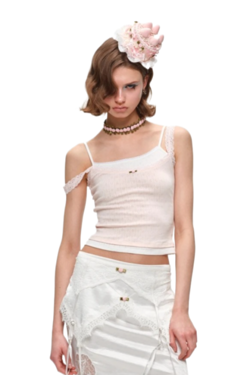 asymmetrical-lace-trim-layered-knit-camisole-1