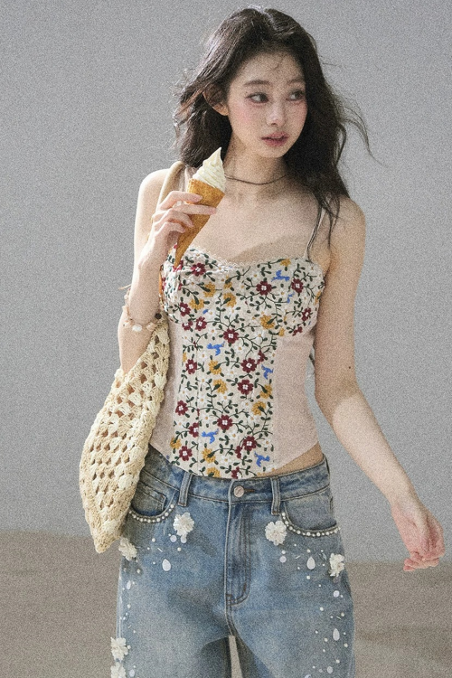 French Floral Lace Camisole Top