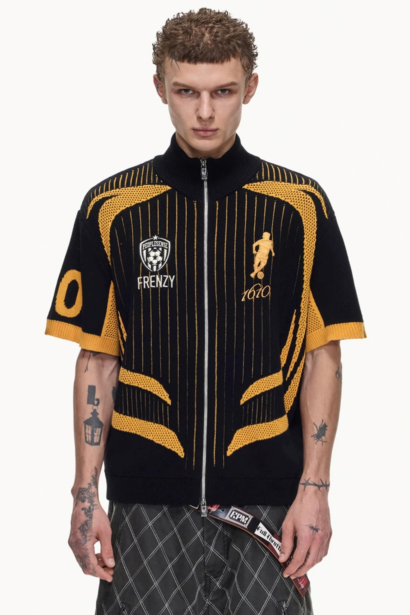 men-s-yellow-black-mesh-knit-polo-shirt-3 men-s-yellow-black-mesh-knit-polo-shirt-3