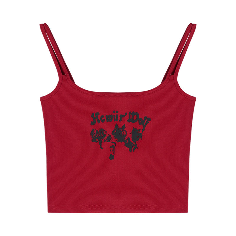sunio-graphic-letter-print-red-spaghetti-multi-strap-slim-cropped-camisole-top-2 sunio-graphic-letter-print-red-spaghetti-multi-strap-slim-cropped-camisole-top-2